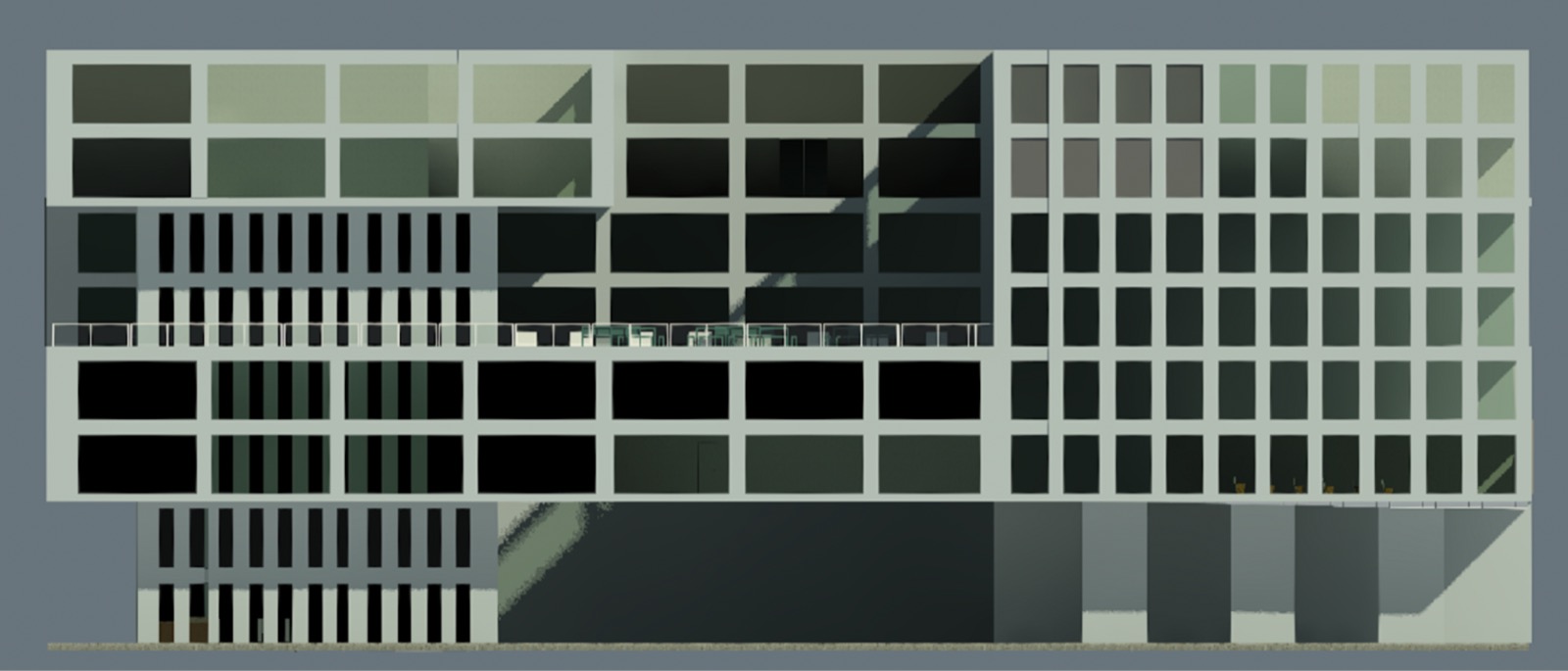 Revit rendering of the Andreu Building facade