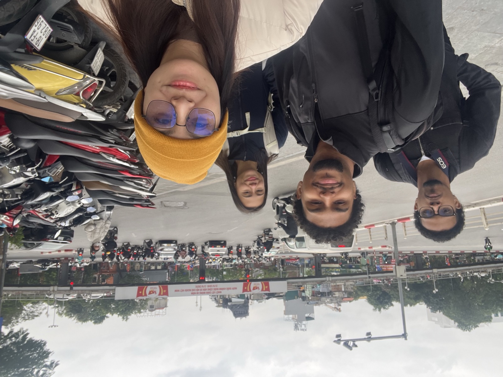 The team observing traffic patterns in Hanoi