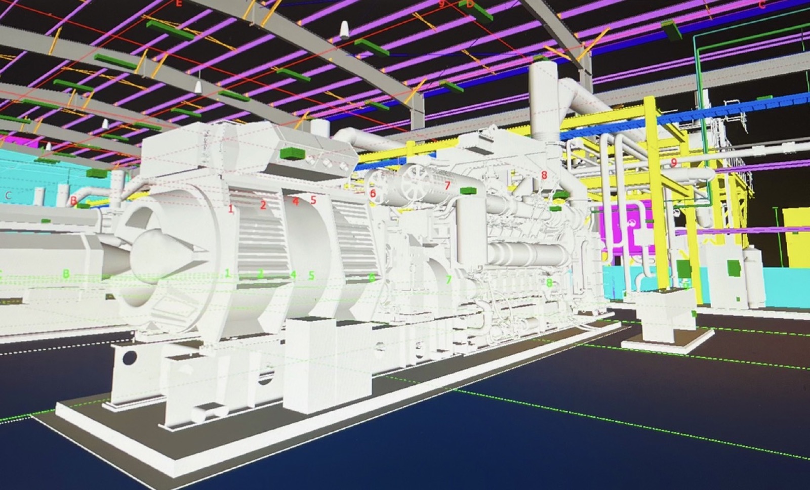 3D BIM model of generator and piping systems